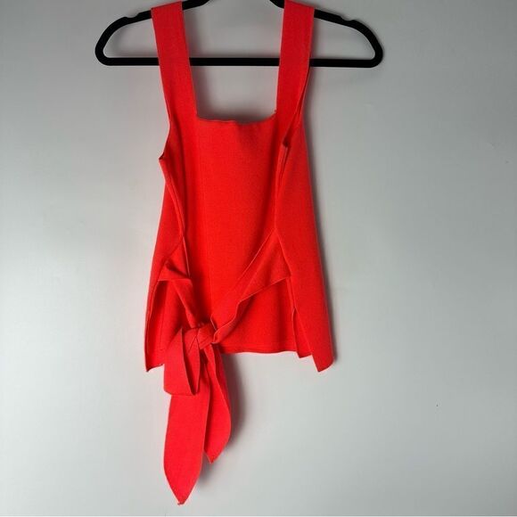 Anthropologie Harlow Neon Orange Coral Sweater Knit Tank with Belted Tie sz S - Picture 3 of 8